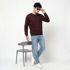 Men's Wine Crew Neck Pullover Sweatshirt, Wine, small