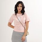 Women's Light Pink Cotton Round Neck T-Shirt, Light Pink, small image number null