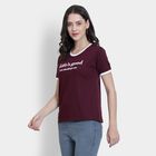 Ladies' Round Neck T-Shirt , वाइन, small image number null
