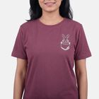 Women Purple Round Neck Casual T-Shirt, Purple, small