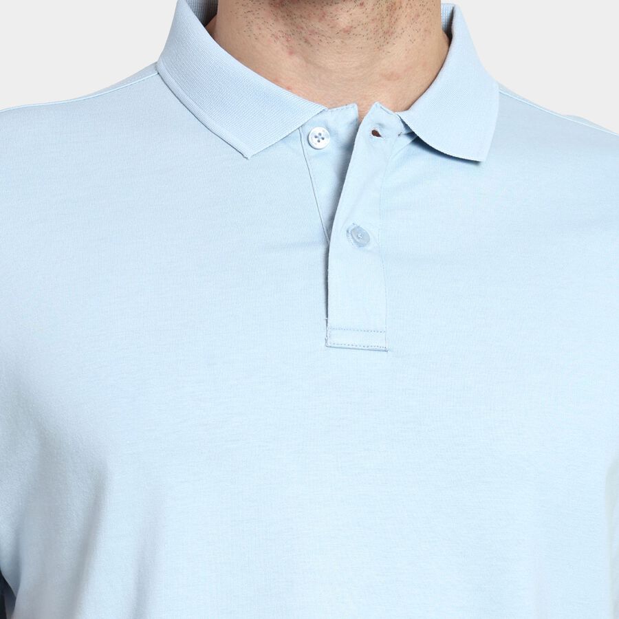 Men's 100% Cotton Collared Half Sleeves T-Shirt, हल्का नीला, large image number null