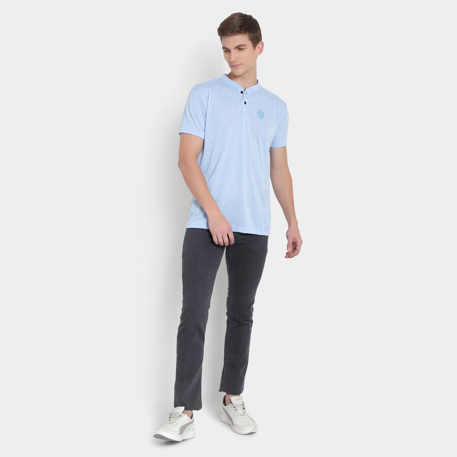 Solid Henley T-Shirt, Light Blue, large image number null