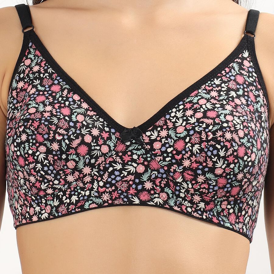Ladies' 100% Cotton Bra , Black, large image number null