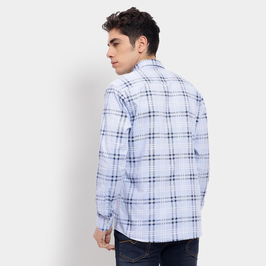 Men's 100% Cotton Casual Shirt , Light Blue, large