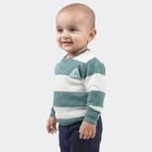 Infants' Teal Crew Neck Striped Pullover, टील ब्लू, small