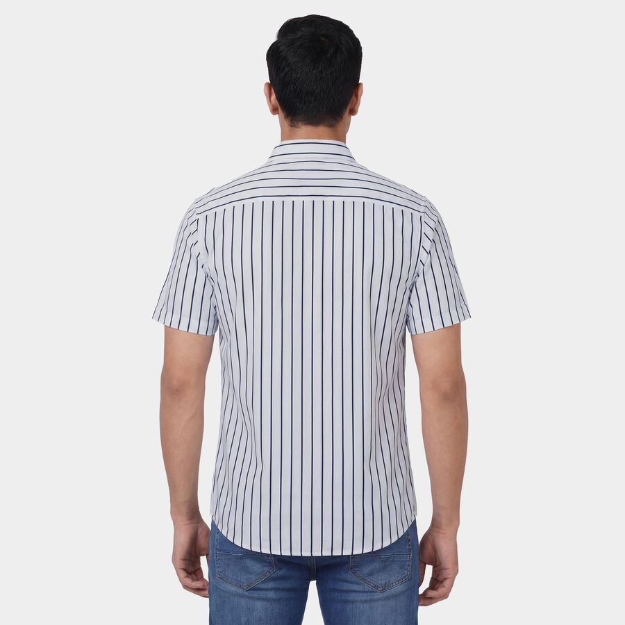 Men's White Cotton Spread Collar Classic Casual Shirt, सफ़ेद, large