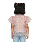 Girls' Light Beige Round Neck Romantic Floral Printed T-Shirt, गहरा पीला, small