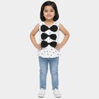 Girls' White V-Neck Romantic Polka Dot T-Shirt, White, small
