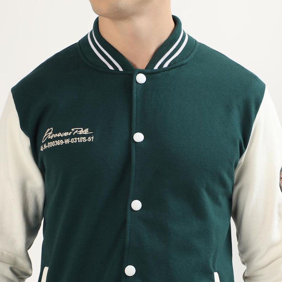 Men's Dark Green Crew Neck Casual Sweatshirt, गहरा हरा, large image number null