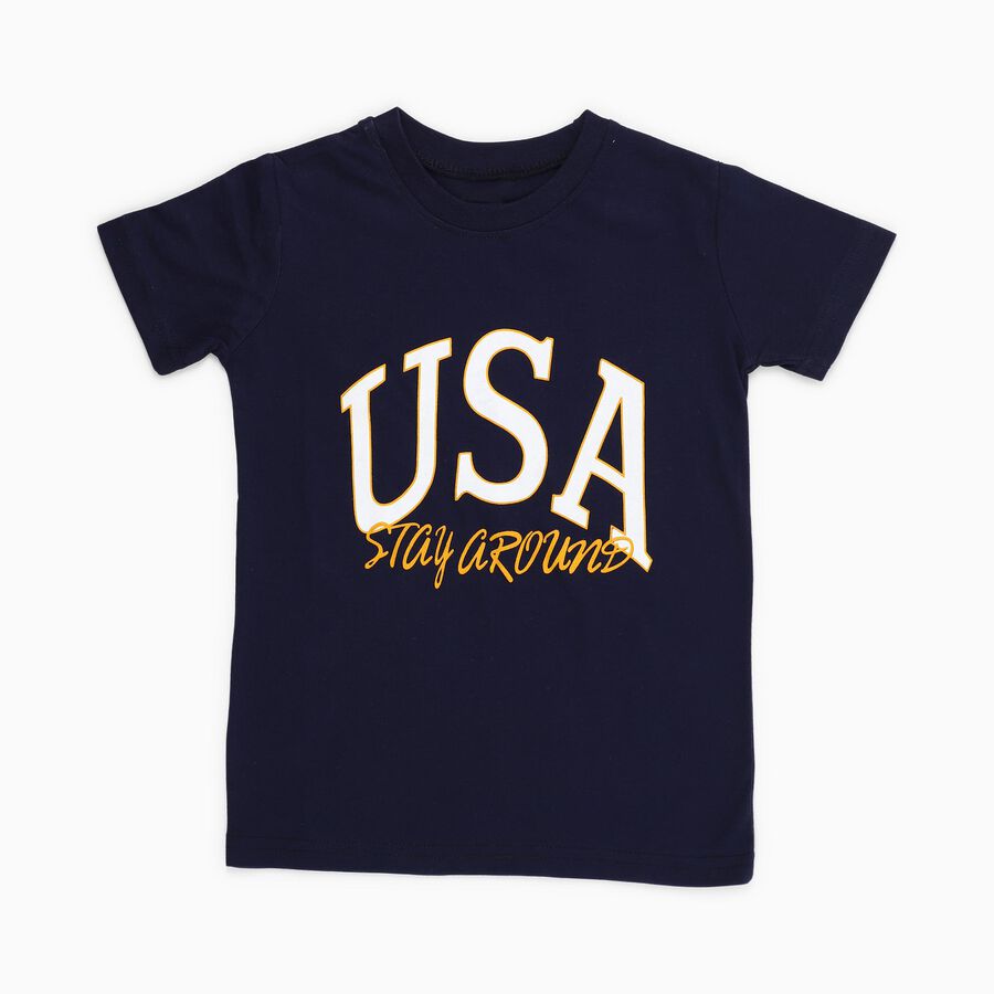 Boys' Half Sleeves T-Shirt, Navy Blue, large image number null