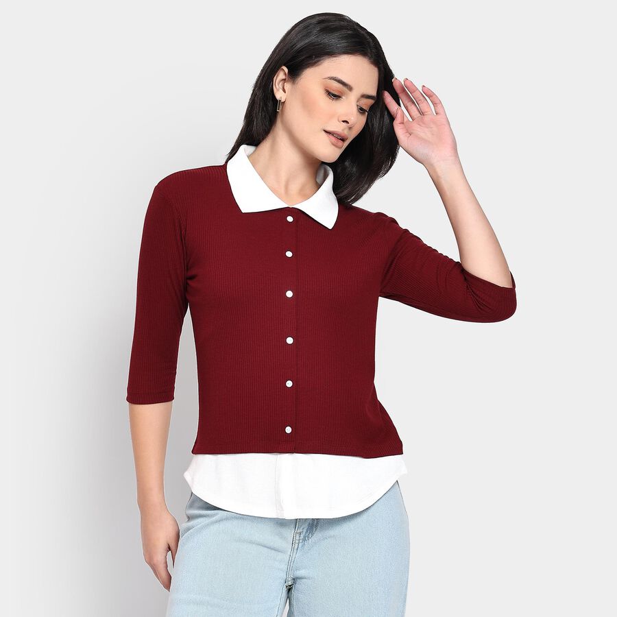 Ladies' Shirt, Wine, large image number null