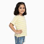 Girls Soft Yellow Round Neck Casual T-Shirt, पीला, small