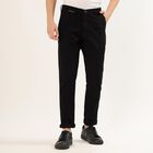 Men's Jet Black Slim Fit Casual Trousers, Black, small