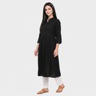 Women's Black Shirt Collar A-Line Kurta, काला, small