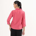Girls' Soft Pink Mandarin Collar Casual Shirt, गुलाबी, small image number null