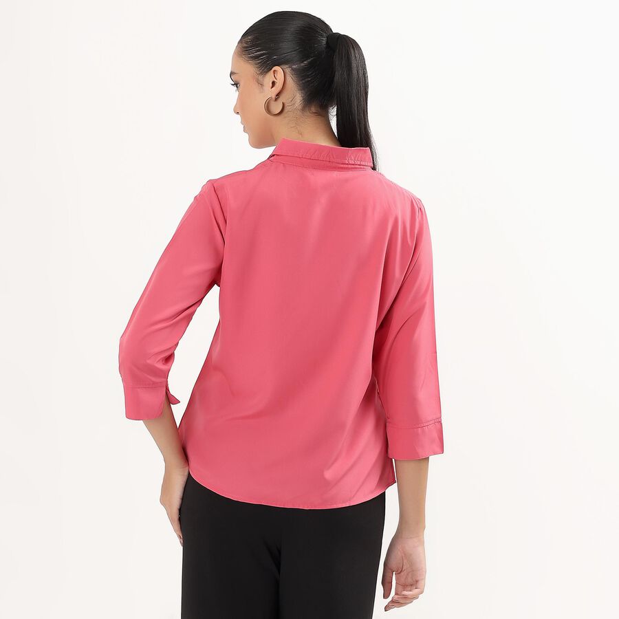 Girls' Soft Pink Mandarin Collar Casual Shirt, गुलाबी, large image number null