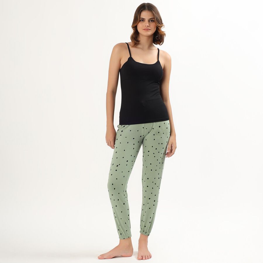 Women's Black Cotton Scoop Neck Casual Slip, Black, large image number null