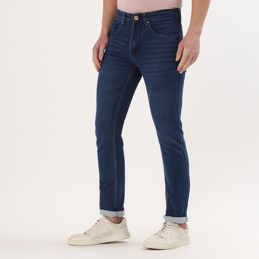 Men's Dark Indigo Blue Slim Fit Stretchable Jeans, गहरा नीला, large