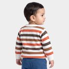 Infants White Crew Neck Striped Pullover, सफ़ेद, small