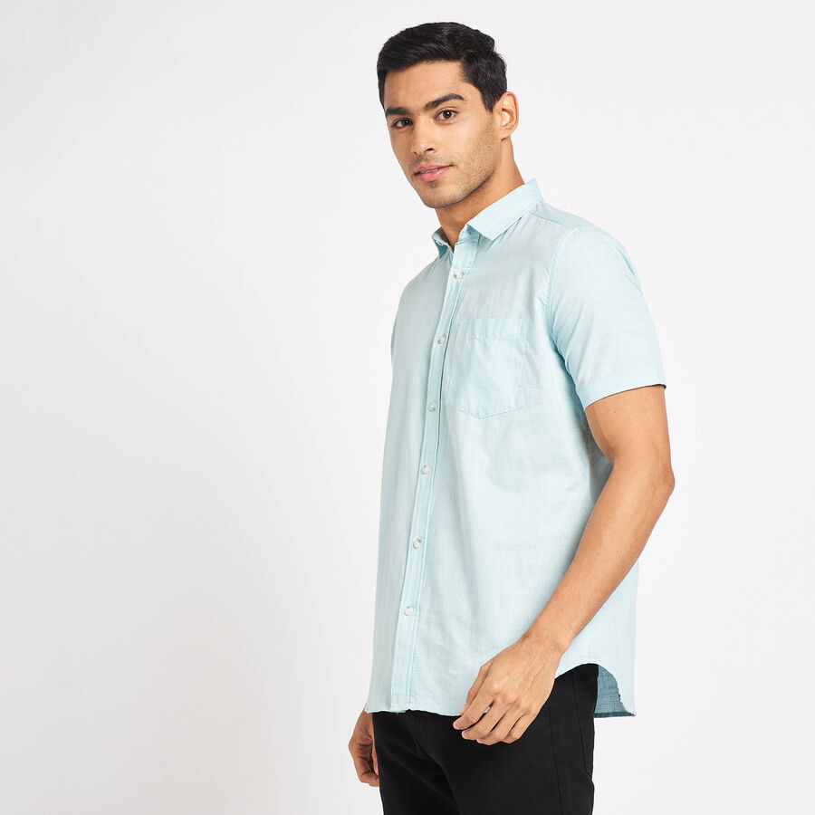 Cotton Solid Casual Shirt, Aqua, large image number null