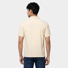 Men's Beige Cotton Casual Shirt, गहरा पीला, small