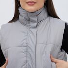 Women's Light Grey High Neck Sleeveless Puffer Jacket, Light Grey, small image number null