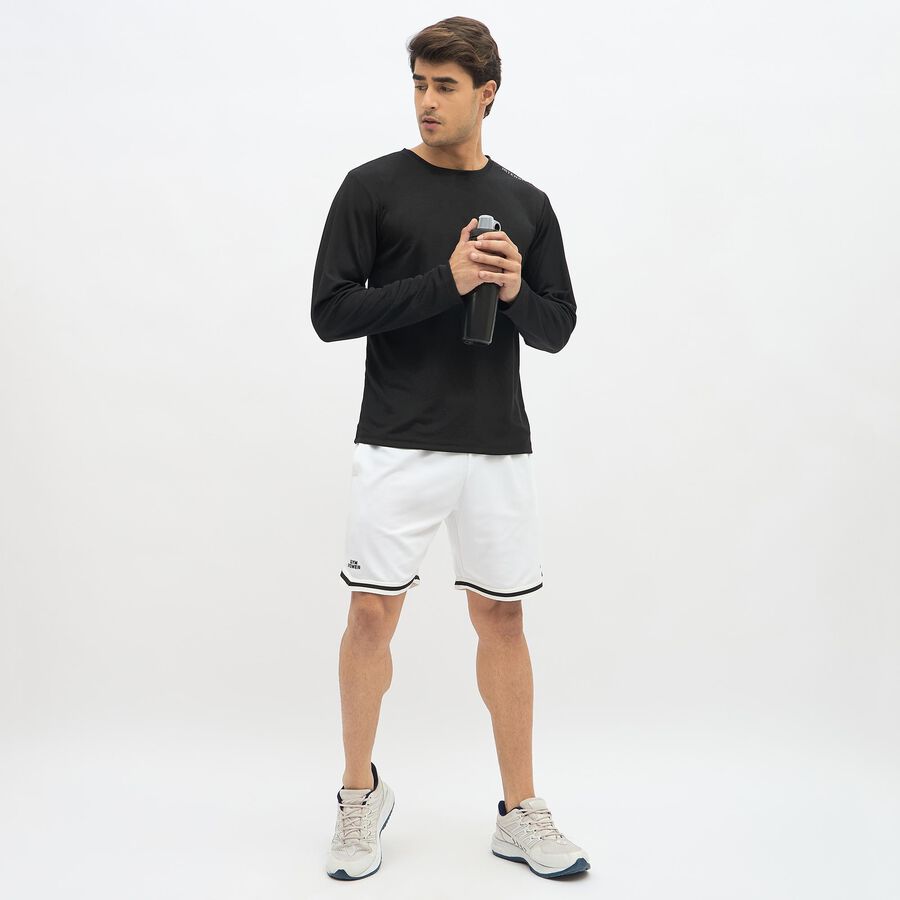 Men's Jet Black Crew Neck Athleisure T-Shirt, Black, large image number null