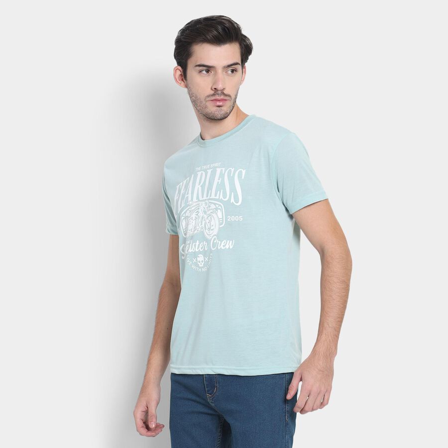 Men's Round Neck Half Sleeves T-Shirt , एक्वा, large image number null