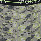 Boys Grey Regular Fit Printed Trunks, मिश्रित मध्यम ग्रे, small