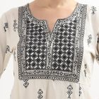 Women's Eggshell White Embroidered Notch Neck Flared Kurta, Off White, small image number null