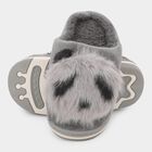 Kids Muted Charcoal Gray Fur Slip-On Winter Slippers, ग्रे, small image number null