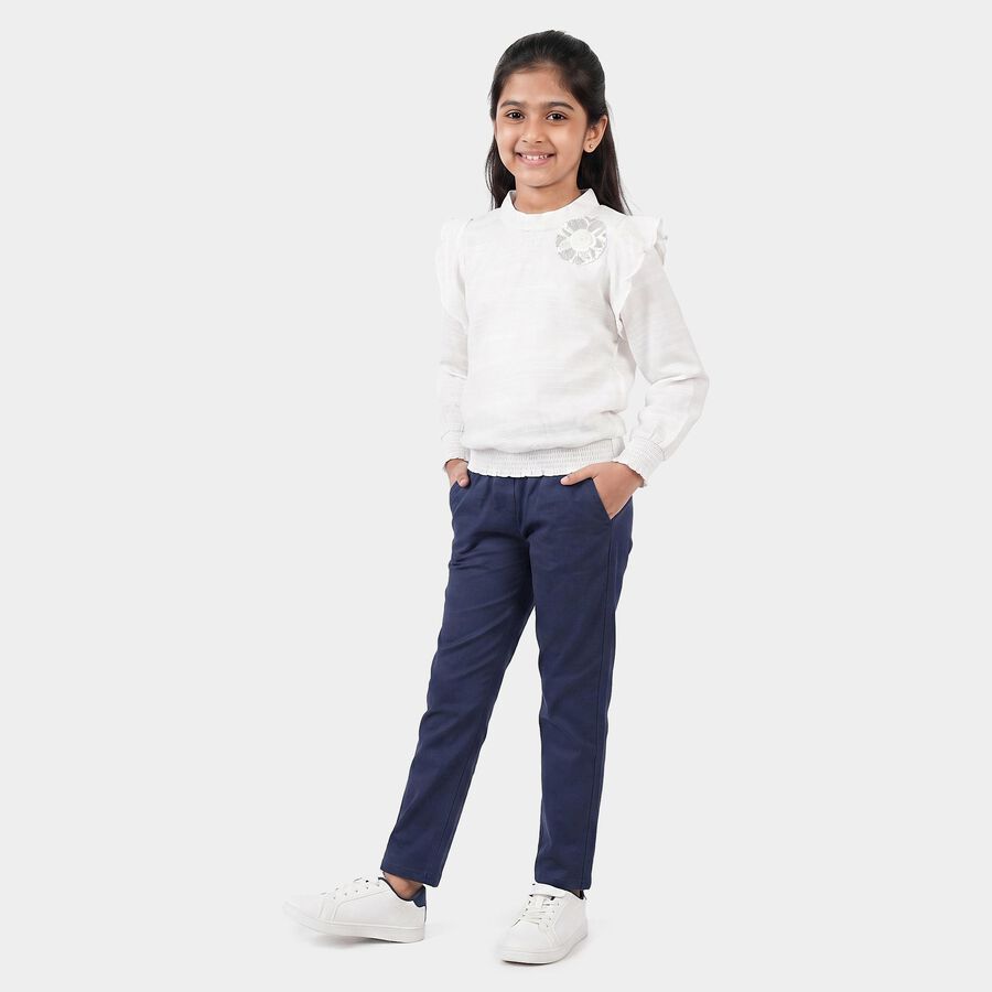 Girls White High Neck Regular Top, सफ़ेद, large