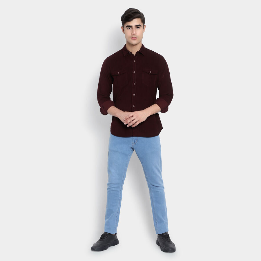 Cotton Solid Casual Shirt, Wine, large image number null