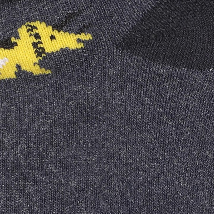 Boys' Dark Charcoal Regular Fit Ankle-Length Dinosaur and Striped Socks Pack of 2, Navy Blue, large image number null