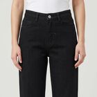 Women's Black Straight Fit Jeans, Black, small