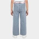 Girls' Light Blue Wide Leg Embroidered Jeans, हल्का नीला, small