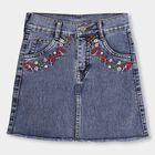 Girls' Bright Multicolor Buttoned Short Skirt, Light Blue, small image number null