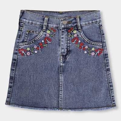 Girls' Bright Multicolor Buttoned Short Skirt