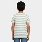 Boys Green Round Neck Graphic Print T-Shirt, Light Green, small