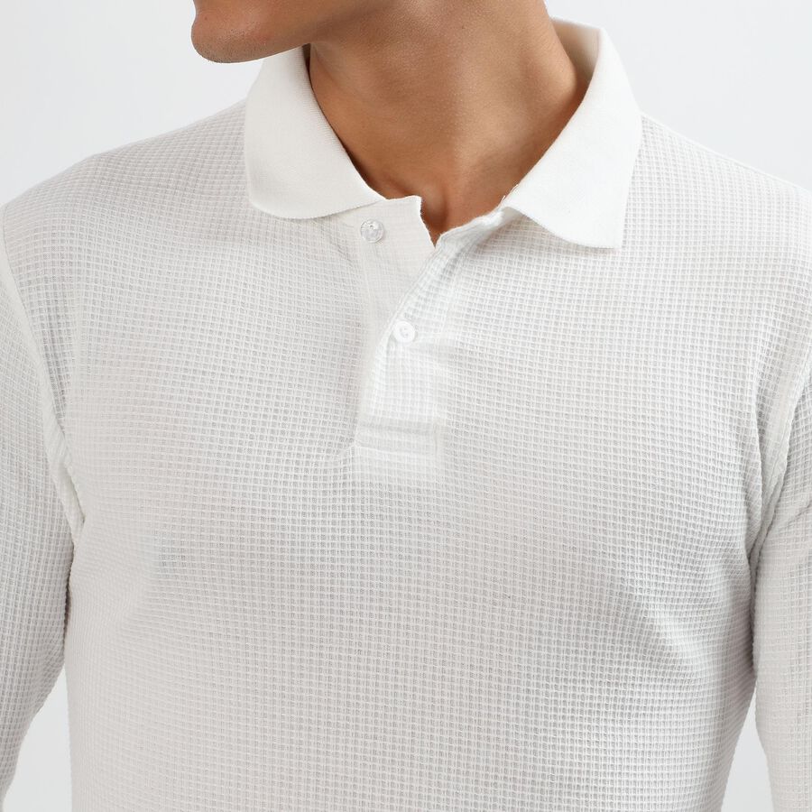 Men's White Polo Neck Classic T-Shirt, White, large image number null