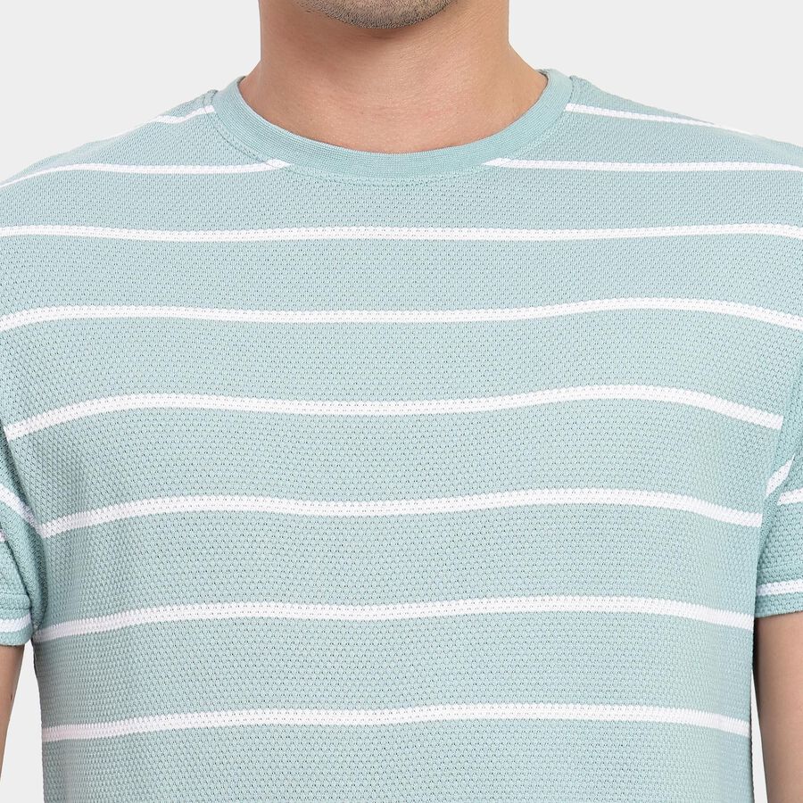 Men's Round Neck Half Sleeves T-Shirt, एक्वा, large image number null