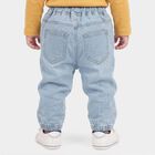Infants Light Blue Jogger Fit Drawstring Jeans, हल्का नीला, small