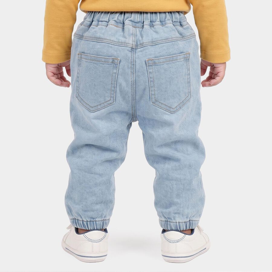 Infants Light Blue Jogger Fit Drawstring Jeans, हल्का नीला, large