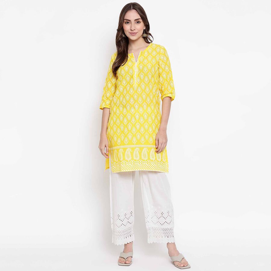 Cotton Straight Kurta, Yellow, large image number null
