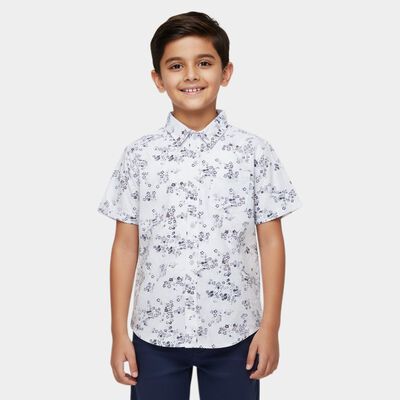 Boys White Cotton Classic Casual Shirt