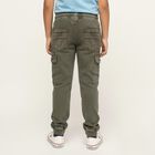 Boys' Muted Olive Green Regular Fit Cargo Trousers, ओलिव, small image number null