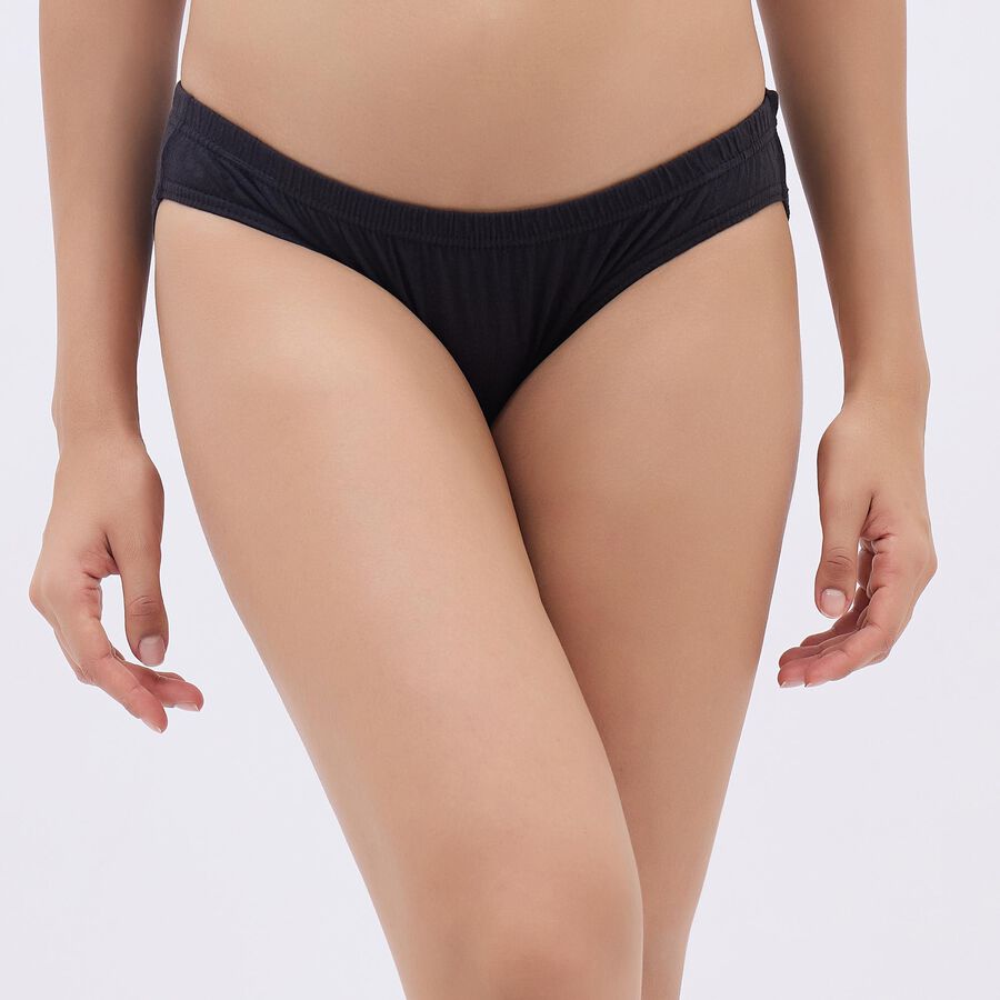 Women's Jet Black Bikini Panty, Black, large image number null