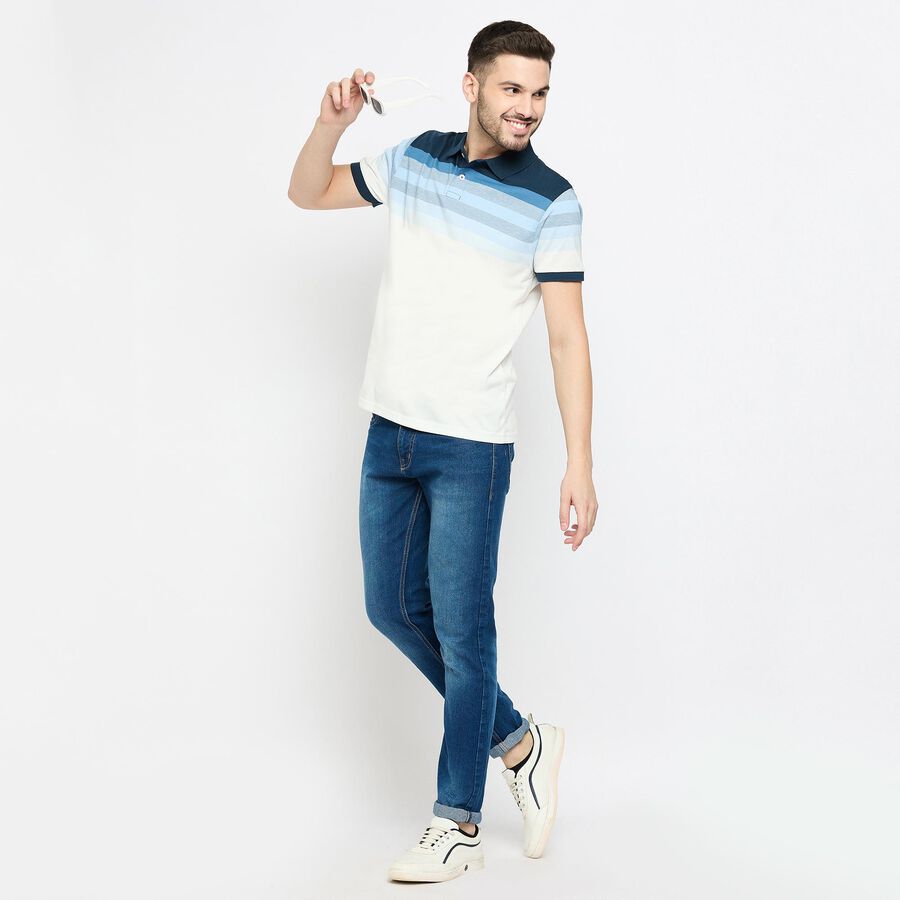 Men's Collared Half Sleeves T-Shirt , Mid Blue, large image number null