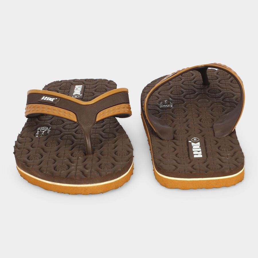 Men's Brown Thong Slip-On Flip-Flops, Brown, large
