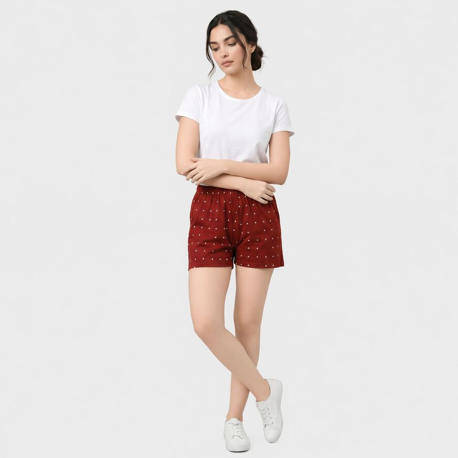 Women's Rust Regular Fit Printed Shorts, Rust, large